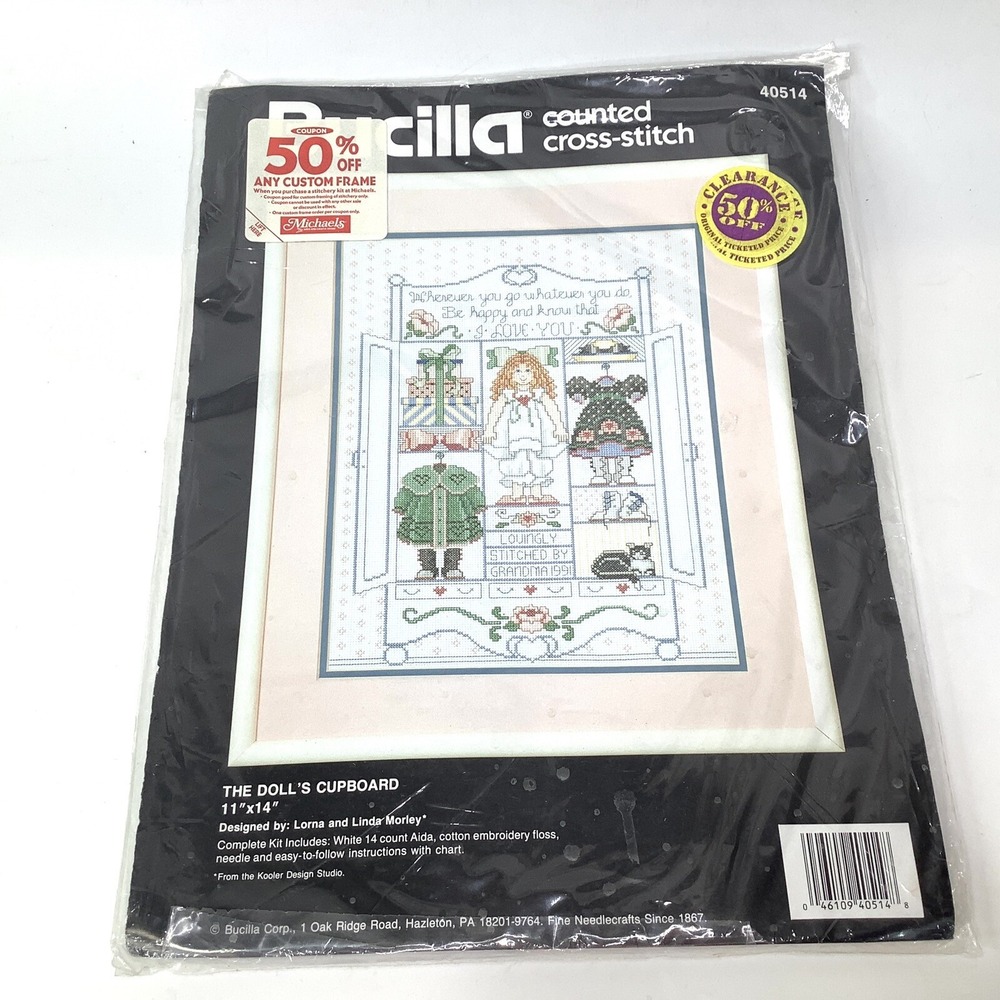 Bucilla The Doll's Cupboard Counted Cross Stitch Kit‎ 40514 11" x 14" 1991 NOS